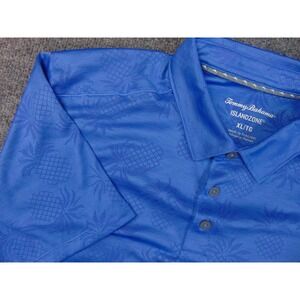 Tommy Bahama IslandZone Shirt Mens XL Blue Pineapple Polo Tropical Resort